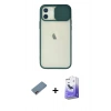 MARSİLYAN™- iPhone 12 Kılıf Vadi Çizgi - Siyah Bilvis 5in1 5D Magic Hayalet Cam Ekran Koruyucu + Shine Kamera Lens Koruma Cam - PE