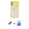 MARSİLYAN™- iPhone 12 Kılıf Vadi Çizgi - Siyah Bilvis 5in1 5D Magic Hayalet Cam Ekran Koruyucu + Shine Kamera Lens Koruma Cam - PE
