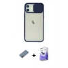 MARSİLYAN™- iPhone 12 Kılıf Vadi Çizgi - Siyah Bilvis 5in1 5D Magic Hayalet Cam Ekran Koruyucu + Shine Kamera Lens Koruma Cam - PE