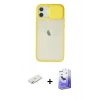 MARSİLYAN™- iPhone 12 Kılıf Vadi Çizgi - Siyah Bilvis 5in1 5D Magic Hayalet Cam Ekran Koruyucu + Renkli Kamera Lens Koruma Cam - SI