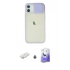 MARSİLYAN™- iPhone 12 Kılıf Vadi Çizgi - Siyah Bilvis 5in1 5D Magic Hayalet Cam Ekran Koruyucu + Renkli Kamera Lens Koruma Cam - SI