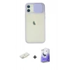 MARSİLYAN™- iPhone 12 Kılıf Vadi Çizgi - Siyah Bilvis 5in1 5D Magic Hayalet Cam Ekran Koruyucu + Renkli Kamera Lens Koruma Cam - SI