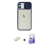 MARSİLYAN™- iPhone 12 Kılıf Vadi Çizgi - Siyah Bilvis 5in1 5D Magic Hayalet Cam Ekran Koruyucu + Renkli Kamera Lens Koruma Cam - SI