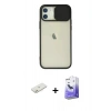 MARSİLYAN™- iPhone 12 Kılıf Vadi Çizgi - Siyah Bilvis 5in1 5D Magic Hayalet Cam Ekran Koruyucu + Renkli Kamera Lens Koruma Cam - TU