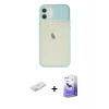 MARSİLYAN™- iPhone 12 Kılıf Vadi Çizgi - Siyah Bilvis 5in1 5D Magic Hayalet Cam Ekran Koruyucu + Renkli Kamera Lens Koruma Cam - TU