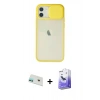 MARSİLYAN™- iPhone 12 Kılıf Vadi Çizgi - Siyah Bilvis 5in1 5D Magic Hayalet Cam Ekran Koruyucu + Rainbow Kamera Lens Koruma Cam - YL