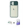 MARSİLYAN™- iPhone 12 Kılıf Vadi Çizgi - Siyah Bilvis 5in1 5D Magic Hayalet Cam Ekran Koruyucu + Rainbow Kamera Lens Koruma Cam - YL