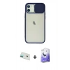 MARSİLYAN™- iPhone 12 Kılıf Vadi Çizgi - Siyah Bilvis 5in1 5D Magic Hayalet Cam Ekran Koruyucu + Rainbow Kamera Lens Koruma Cam - YL