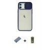 MARSİLYAN™- iPhone 12 Kılıf Vadi Çizgi - Siyah Joko Magic 5D Hayalet Cam + Metal Kamera Lens Koruma Cam - GD