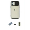 MARSİLYAN™- iPhone 12 Kılıf Vadi Çizgi - Siyah Joko Magic 5D Hayalet Cam + Shine Kamera Lens Koruma Cam - GD