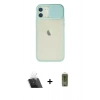MARSİLYAN™- iPhone 12 Kılıf Vadi Çizgi - Siyah Joko Magic 5D Hayalet Cam + Kamera Lens Koruma Cam - SF