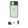 MARSİLYAN™- iPhone 12 Kılıf Vadi Çizgi - Siyah Joko Magic 5D Hayalet Cam + Kamera Lens Koruma Cam - SF