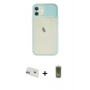 MARSİLYAN™- iPhone 12 Kılıf Vadi Çizgi - Siyah Joko Magic 5D Hayalet Cam + Mor Rainbow Kamera Lens Koruma Cam