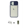 MARSİLYAN™- iPhone 12 Kılıf Vadi Çizgi - Siyah Joko Magic 5D Hayalet Cam + Mor Rainbow Kamera Lens Koruma Cam
