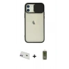 MARSİLYAN™- iPhone 12 Kılıf Vadi Çizgi - Siyah Joko Magic 5D Hayalet Cam + Mor Rainbow Kamera Lens Koruma Cam