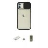 MARSİLYAN™- iPhone 12 Kılıf Vadi Çizgi - Siyah Joko Magic 5D Hayalet Cam + Renkli Kamera Lens Koruma Cam - SI