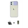 MARSİLYAN™- iPhone 12 Kılıf Vadi Çizgi - Siyah Joko Magic 5D Hayalet Cam + Kamera Lens Koruma Cam - SF