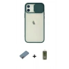 MARSİLYAN™- iPhone 12 Kılıf Vadi Çizgi - Siyah Joko Magic 5D Hayalet Cam + Shine Kamera Lens Koruma Cam - PE