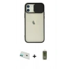MARSİLYAN™- iPhone 12 Kılıf Vadi Çizgi - Siyah Joko Magic 5D Hayalet Cam + Rainbow Kamera Lens Koruma Cam - YL