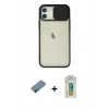 MARSİLYAN™- iPhone 12 Kılıf Vadi Çizgi - Siyah Polymer Nano Ekran Koruyucu + Shine Kamera Lens Koruma Cam - GD