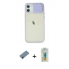 MARSİLYAN™- iPhone 12 Kılıf Vadi Çizgi - Siyah Polymer Nano Ekran Koruyucu + Shine Kamera Lens Koruma Cam - GD