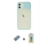 MARSİLYAN™- iPhone 12 Kılıf Vadi Çizgi - Siyah Polymer Nano Ekran Koruyucu + Shine Kamera Lens Koruma Cam - GD