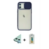 MARSİLYAN™- iPhone 12 Kılıf Vadi Çizgi - Siyah Polymer Nano Ekran Koruyucu + Raze Metal Kamera Lens - MI
