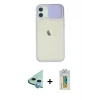 MARSİLYAN™- iPhone 12 Kılıf Vadi Çizgi - Siyah Polymer Nano Ekran Koruyucu + Raze Metal Kamera Lens - MI