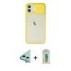 MARSİLYAN™- iPhone 12 Kılıf Vadi Çizgi - Siyah Polymer Nano Ekran Koruyucu + Raze Metal Kamera Lens - MI