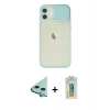 MARSİLYAN™- iPhone 12 Kılıf Vadi Çizgi - Siyah Polymer Nano Ekran Koruyucu + Raze Metal Kamera Lens - MI