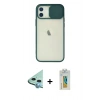 MARSİLYAN™- iPhone 12 Kılıf Vadi Çizgi - Siyah Polymer Nano Ekran Koruyucu + Raze Metal Kamera Lens - MI