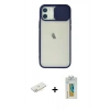 MARSİLYAN™- iPhone 12 Kılıf Vadi Çizgi - Siyah Polymer Nano Ekran Koruyucu + Renkli Kamera Lens Koruma Cam - SI