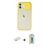 MARSİLYAN™- iPhone 12 Kılıf Vadi Çizgi - Siyah Polymer Nano Ekran Koruyucu + Renkli Kamera Lens Koruma Cam - TU