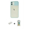 MARSİLYAN™- iPhone 12 Kılıf Vadi Çizgi - Siyah Polymer Nano Ekran Koruyucu + Renkli Kamera Lens Koruma Cam - TU