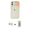 MARSİLYAN™- iPhone 12 Kılıf Vadi Çizgi - Siyah Polymer Nano Ekran Koruyucu + Yeşil Rainbow Kamera Lens Koruma Cam
