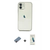 MARSİLYAN™- iPhone 12 Kılıf Vadi Minimal - Şeffaf Pasifik Cam Ekran Koruyucu + Metal Kamera Lens Koruma Cam - KI