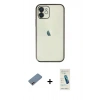 MARSİLYAN™- iPhone 12 Kılıf Vadi Minimal - Şeffaf Pasifik Cam Ekran Koruyucu + Shine Kamera Lens Koruma Cam - PE