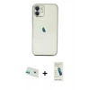 MARSİLYAN™- iPhone 12 Kılıf Vadi Minimal - Şeffaf Pasifik Cam Ekran Koruyucu + Rainbow Kamera Lens Koruma Cam - YL