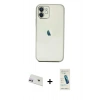 MARSİLYAN™- iPhone 12 Kılıf Vadi Minimal - Şeffaf Pasifik Cam Ekran Koruyucu + Rainbow Kamera Lens Koruma Cam - MR