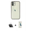 MARSİLYAN™- iPhone 12 Kılıf Vadi Minimal - Şeffaf Pasifik Cam Ekran Koruyucu + Kamera Lens Koruma Cam - SF