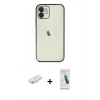 MARSİLYAN™- iPhone 12 Kılıf Vadi Minimal - Şeffaf Pasifik Cam Ekran Koruyucu + Renkli Kamera Lens Koruma Cam - YL