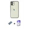 MARSİLYAN™- iPhone 12 Kılıf Vadi Minimal - Siyah Bilvis 5in1 3D Magic Cam Ekran Koruyucu + Metal Kamera Lens Koruma Cam - AKYL
