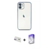 MARSİLYAN™- iPhone 12 Kılıf Vadi Minimal - Siyah Bilvis 5in1 3D Magic Cam Ekran Koruyucu + Rainbow Kamera Lens Koruma Cam - MR