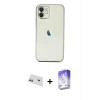MARSİLYAN™- iPhone 12 Kılıf Vadi Minimal - Siyah Bilvis 5in1 3D Magic Cam Ekran Koruyucu + Rainbow Kamera Lens Koruma Cam - YL