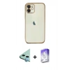MARSİLYAN™- iPhone 12 Kılıf Vadi Minimal - Siyah Bilvis 5in1 3D Magic Cam Ekran Koruyucu + Raze Metal Kamera Lens - MI