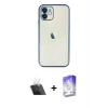 MARSİLYAN™- iPhone 12 Kılıf Vadi Minimal - Siyah Bilvis 5in1 3D Magic Cam Ekran Koruyucu + Kamera Lens Koruma Cam - SF