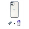MARSİLYAN™- iPhone 12 Kılıf Vadi Minimal - Siyah Bilvis 5in1 3D Magic Cam Ekran Koruyucu + Shine Kamera Lens Koruma Cam - GD