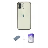 MARSİLYAN™- iPhone 12 Kılıf Vadi Minimal - Siyah Bilvis 5in1 3D Magic Cam Ekran Koruyucu + Shine Kamera Lens Koruma Cam - MI