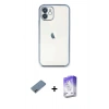MARSİLYAN™- iPhone 12 Kılıf Vadi Minimal - Siyah Bilvis 5in1 3D Magic Cam Ekran Koruyucu + Shine Kamera Lens Koruma Cam - GI