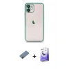 MARSİLYAN™- iPhone 12 Kılıf Vadi Minimal - Siyah Bilvis 5in1 5D Magic Hayalet Cam Ekran Koruyucu + Shine Kamera Lens Koruma Cam - GD